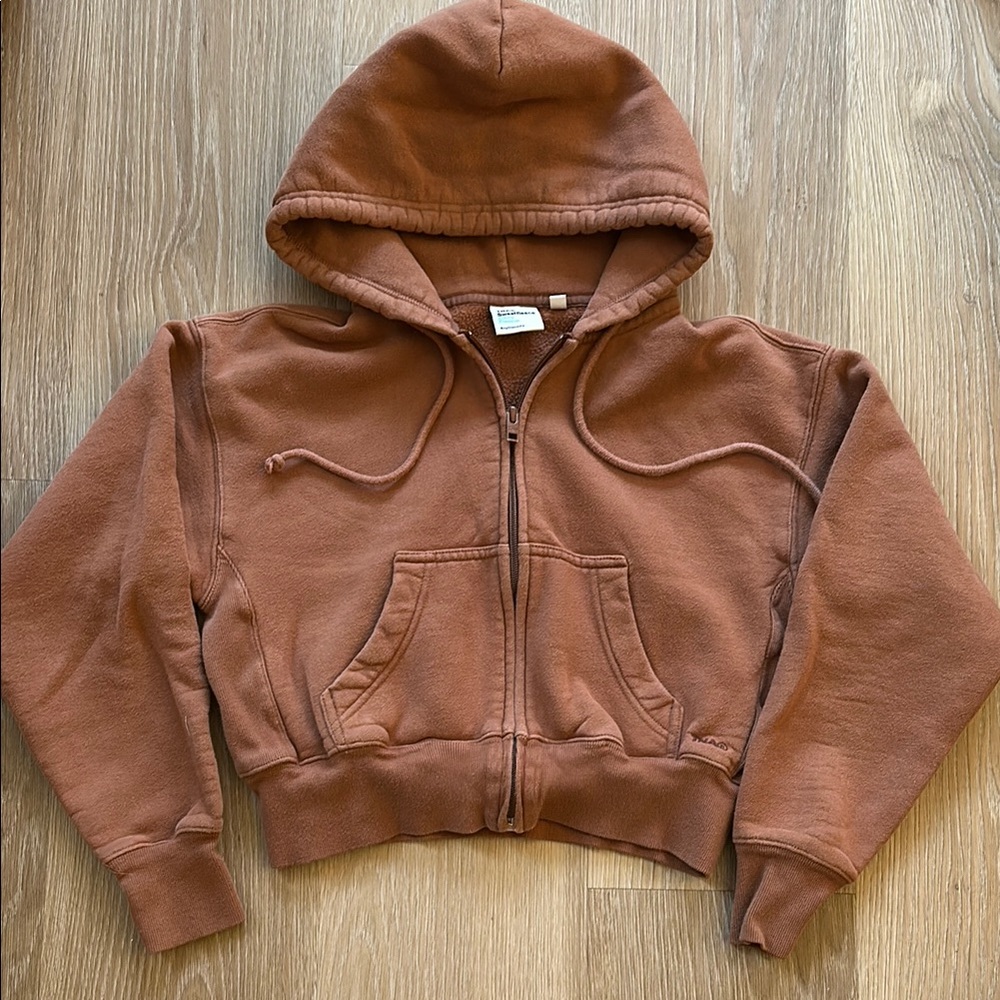 TNA cropped cozy sweat fleece zip hoodie
